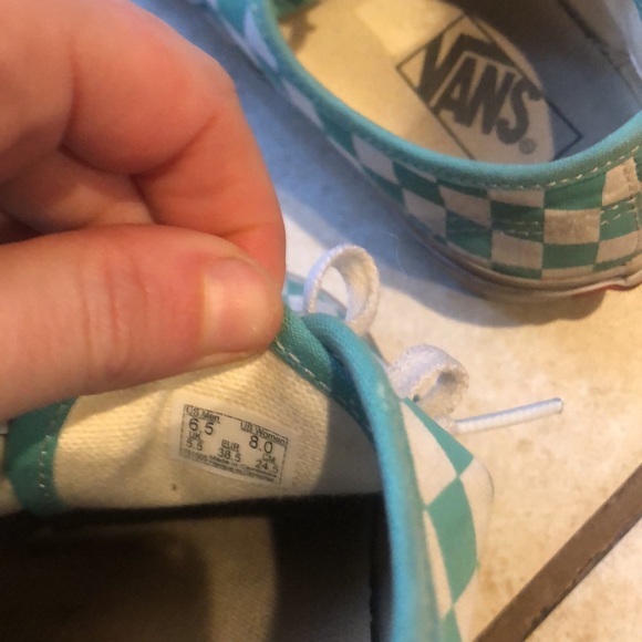 Teal n White checkered vans Sz 8 - Picture 5 of 5